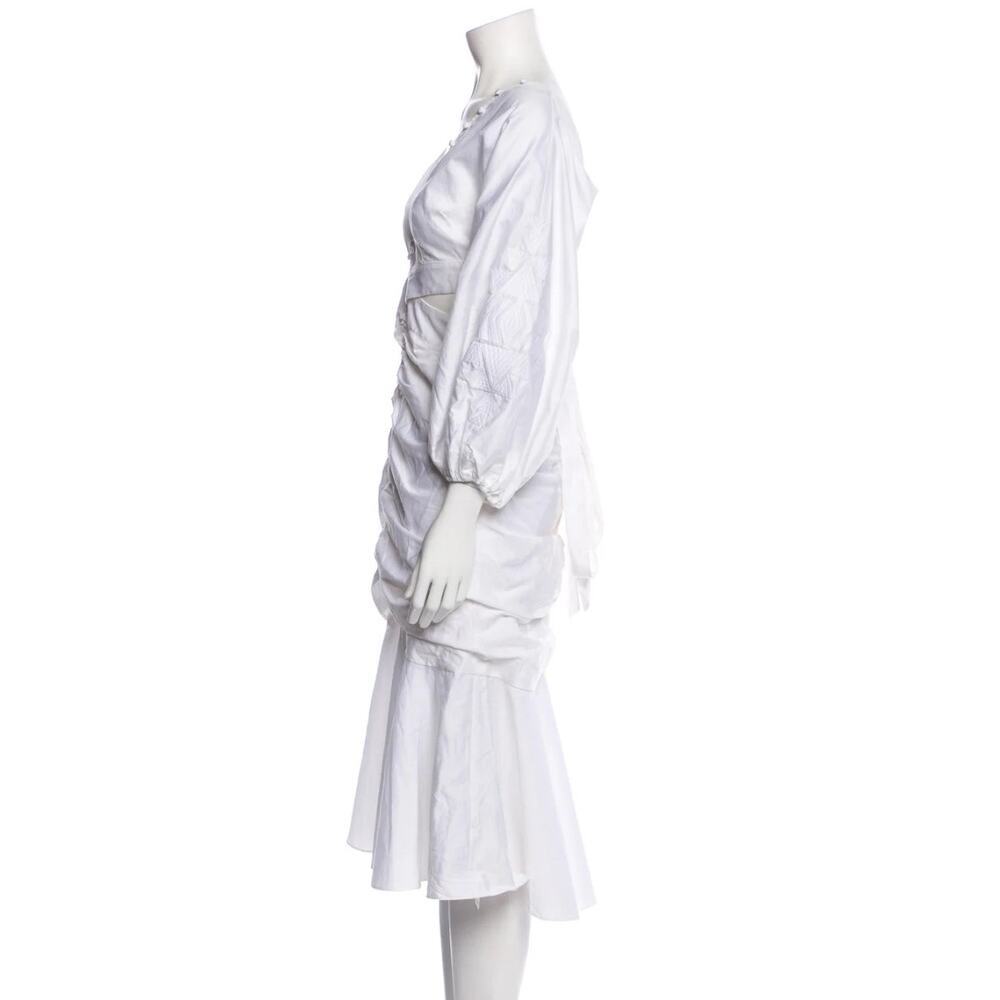 AMUR White Midi Cut Out Organic Cotton Dress Small Resort Designer Chic NWT - Picture 7 of 8